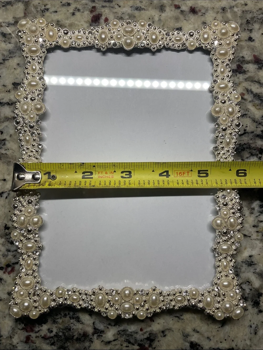 Elegant Pearl-Accented Decorative Frame - Cream and Silver
